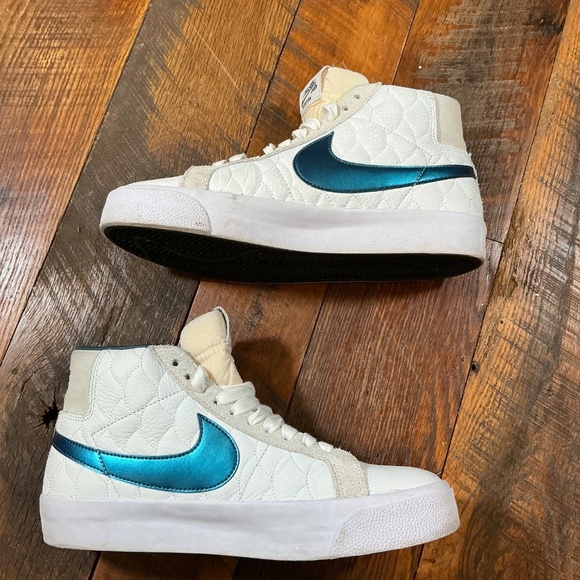 Nike Eric Koston x Zoom Blazer Mid SB White Teal Skate Sneakers Men’s 8.5 - Picture 11 of 13
